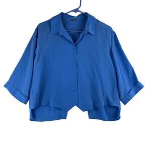 Rebecca Minkoff 100% Silk Blouse Women's XS Short Sleeve Crop Open Back READ